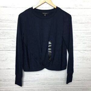 NEW Banana Republic Women's Navy Blue Twist Front Top Long Sleeve Tee Small